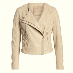 Blank NYC Vegan Leather Moto Jacket Tan XL EUC